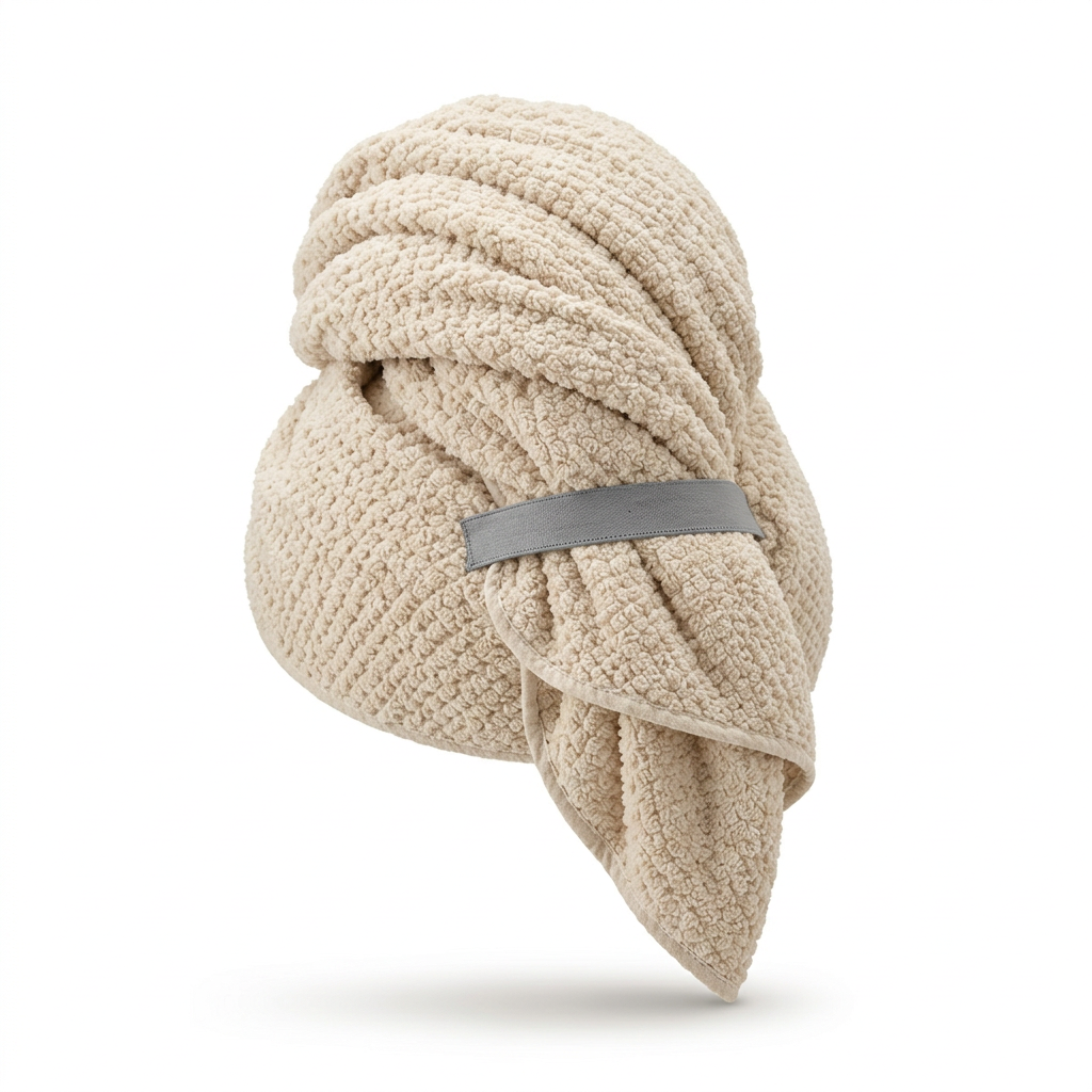 🕊️ indoravi Microfiber Hair Wrap in Cream with Gray Securing Band