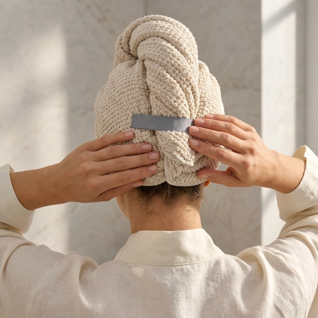 🕊️ indoravi Microfiber Hair Wrap in Cream with Gray Securing Band