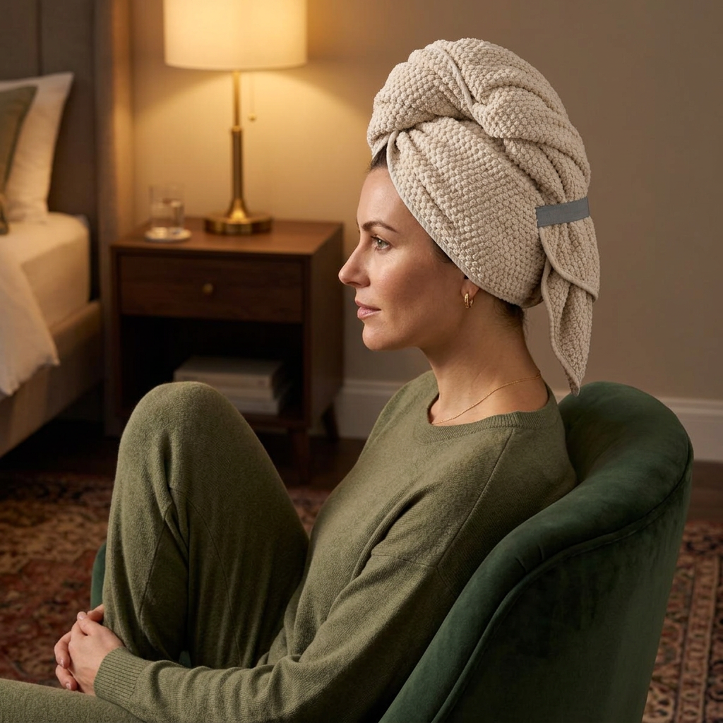 🕊️ indoravi Microfiber Hair Wrap in Cream with Gray Securing Band