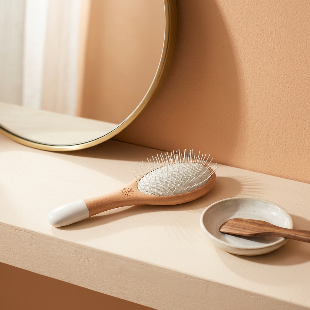 ✨ indoravi Cushioned Hairbrush with Presentation Box — A Wood-Look Handle & Rounded-Tip Pins for Your Everyday Dressing-Table Ritual