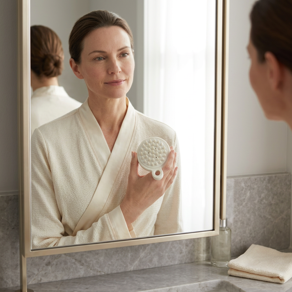 🫧 indoravi Silicone Shampoo Brush — A Softer Wash-Day Ritual with Palm-Fit Scalp Massage & Easy-Hang Design
